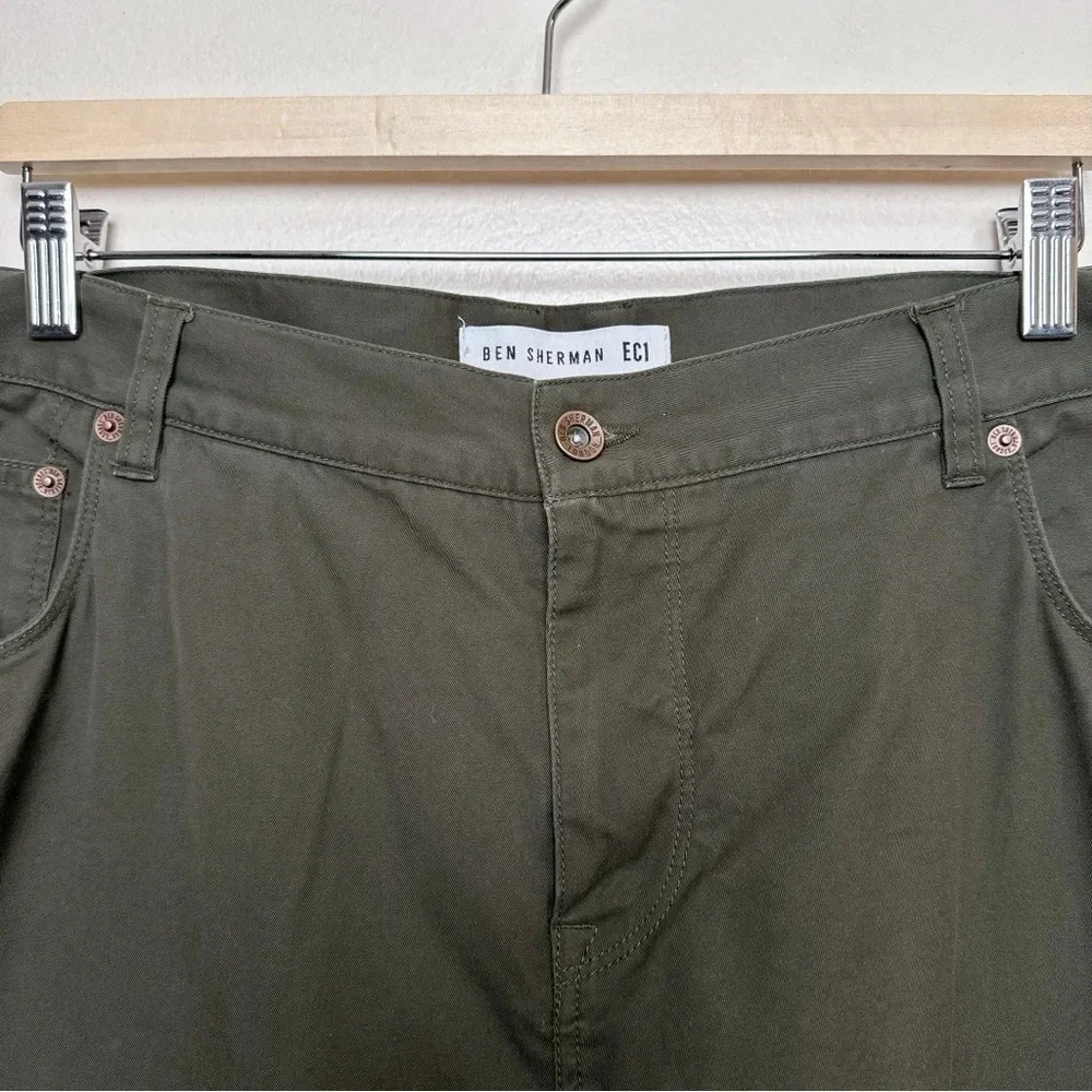 Ben Sherman Mens 38/34 Chino Dark Olive Slim Trouser